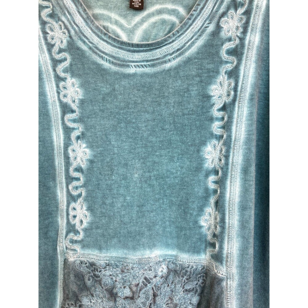 Gretty Zueger Women's Cotton Mini Dress M Green Lace Embroidered Grunge Artsy - Picture 2 of 7